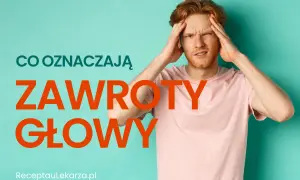 Mężczyzna z rękami na skroniach, cierpiący na zawroty głowy, może to być objaw niskiego ciśnienia.