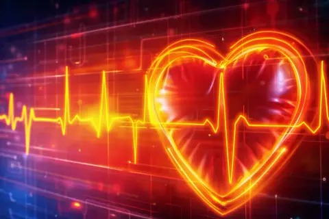 Serce z linią EKG, symbolizujące zdrowie i wskazówki, jak obniżyć puls.