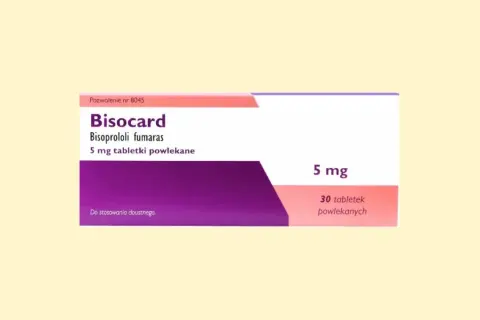 Opakowanie leku Bisocard 5 mg. Pytanie, czy bisocard trzeba brać do końca życia, jest kluczowe dla pacjentów.