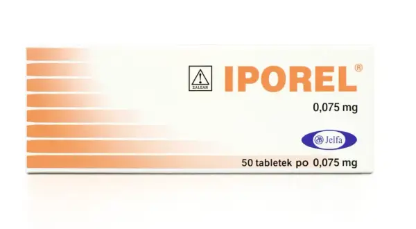 Opakowanie leku IPOREL 0,075 mg, 50 tabletek, stosowanego jako lek na obniżenie tętna.