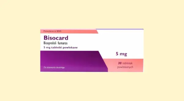 Opakowanie leku Bisocard 5 mg. Pytanie, czy bisocard trzeba brać do końca życia, jest kluczowe dla pacjentów.