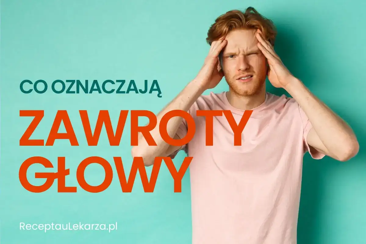 Mężczyzna z rękami na skroniach, cierpiący na zawroty głowy, może to być objaw niskiego ciśnienia.